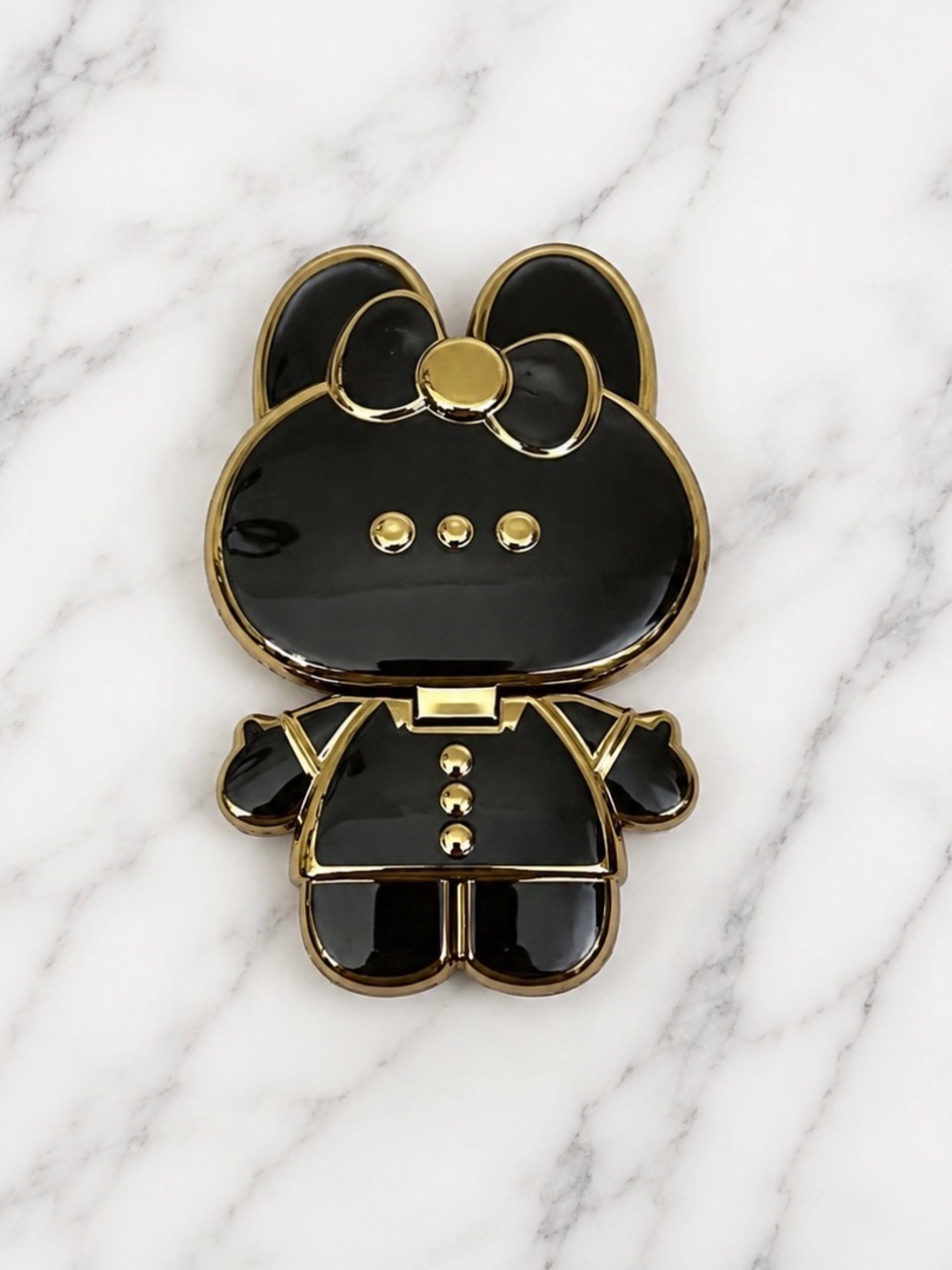 Black & Gold Bunny Compact Mirror Phone Accessory